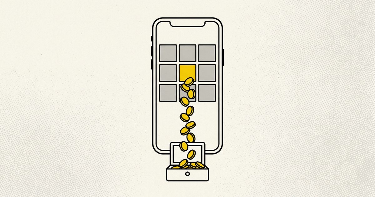 Telefon sa mrežom objava, samo jedna žuta objava sipa novac u kasu